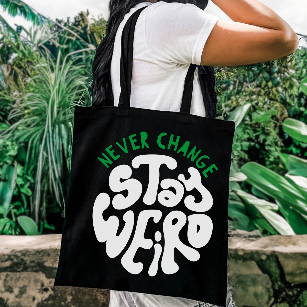 STAY WEIRD CANVAS TOTE BAG
