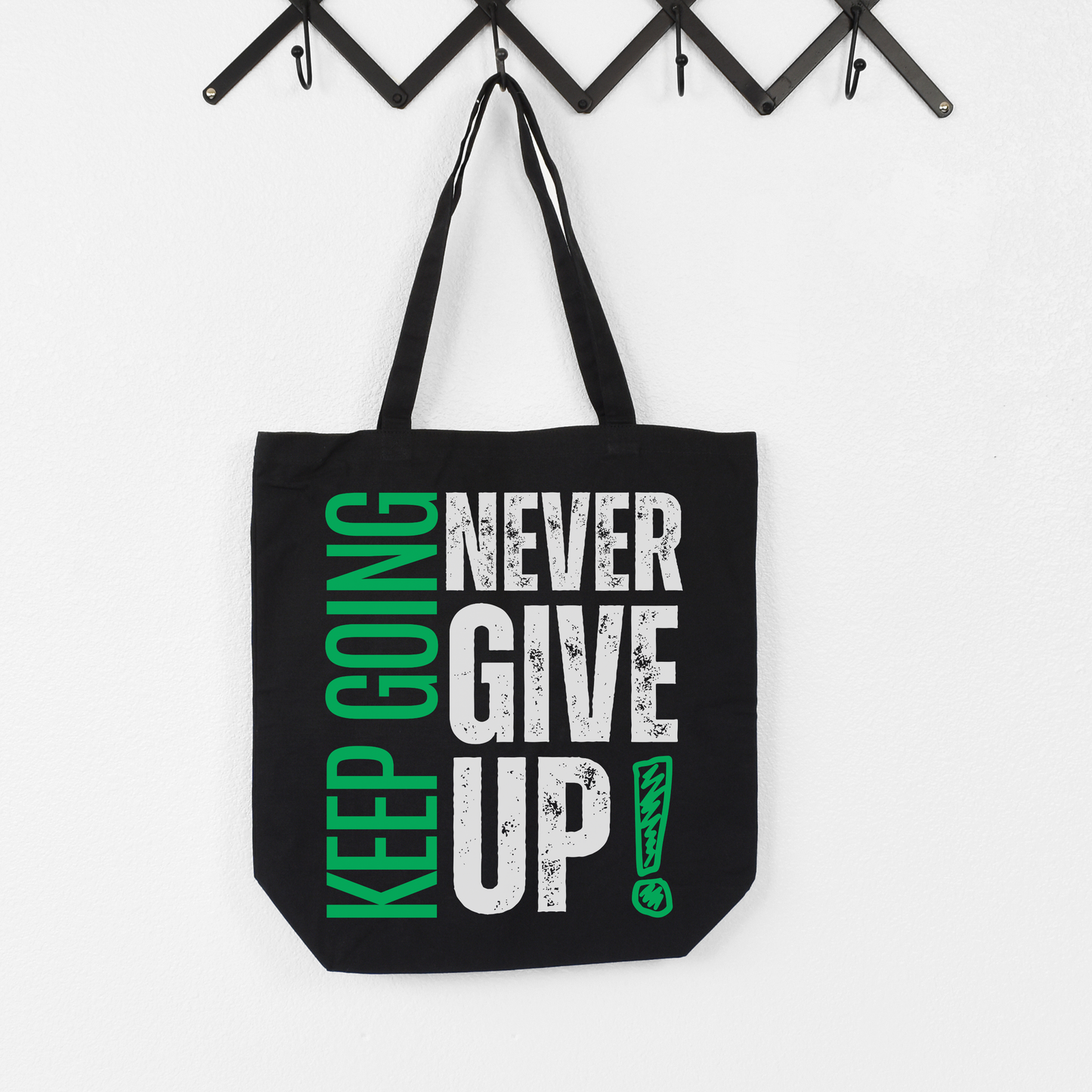 NEVER GIVE UP CANVAS TOTE BAG
